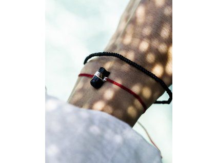 BLACK TOURMALINE • Red & Silver