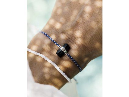 BLACK TOURMALINE • Blue & White Silver