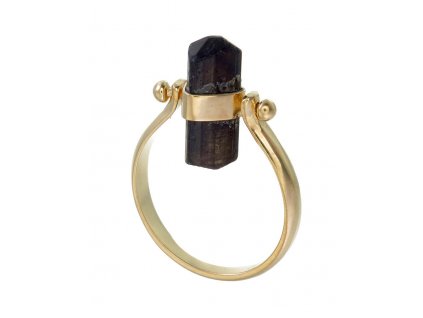 Prsten black tourmaline crystal/gold