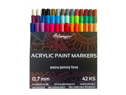 Set of acrylic markers with extra thin tip 42 pcs