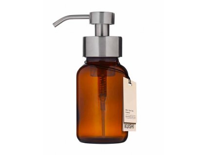 Amber Glass Foaming Soap Dispenser Silver 500 ml
