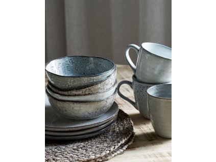 Sada kameninového rustikálního nádobí Brunch Grey/ Blue
