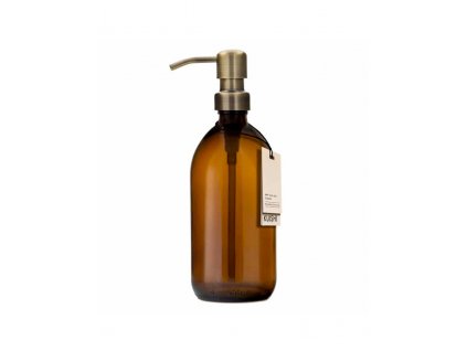 Amber Glass Soap Dispenser With Stainless Steel Gold Pump 250 ml
