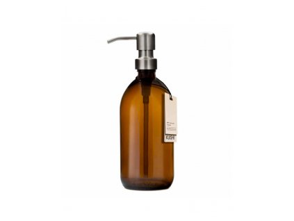 Amber Glass Soap Dispenser With Stainless Steel Silver Pump 250 ml