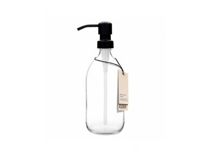 Clear Glass Soap Dispenser Bottle / Black 250 ml