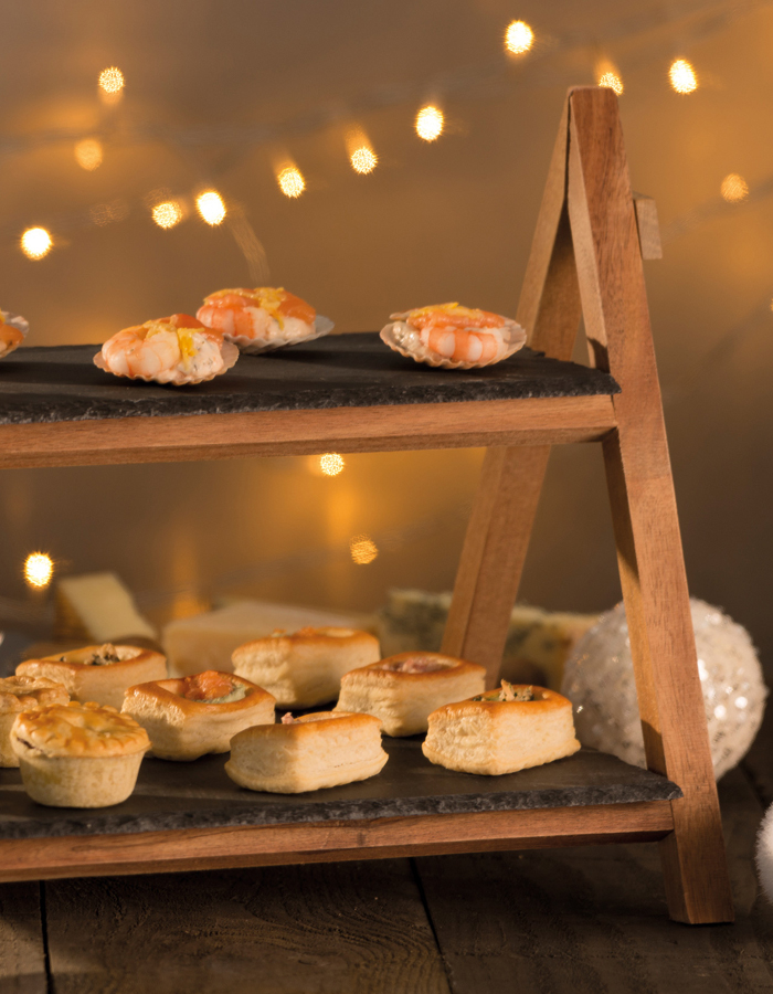 Artesa 2 Tier Slate & Wood Serving Stand