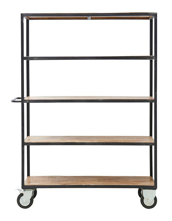 Policový regál s kolečky Black / Wood