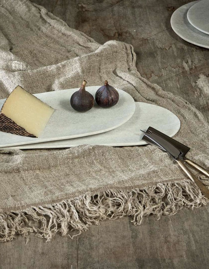 Arjun Marble Platter - White / Large
