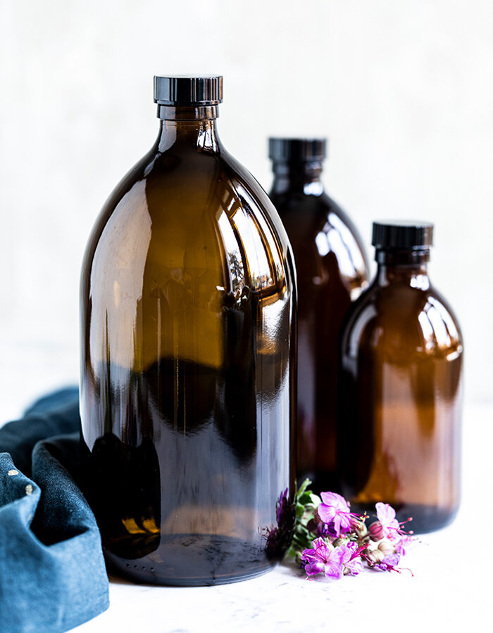 Skleněná lékovka se šroubovacím víčkem Amber 1000 ml