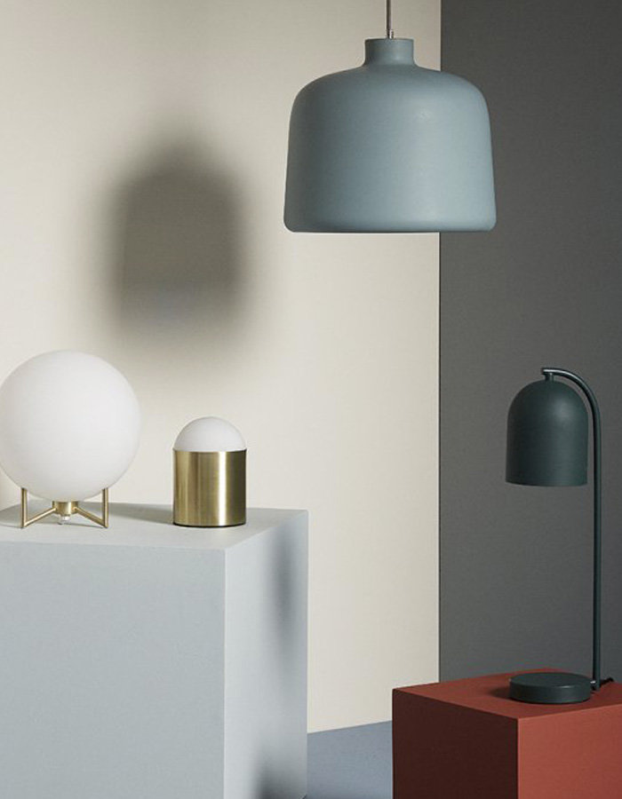 Lamp, aluminum, green/white