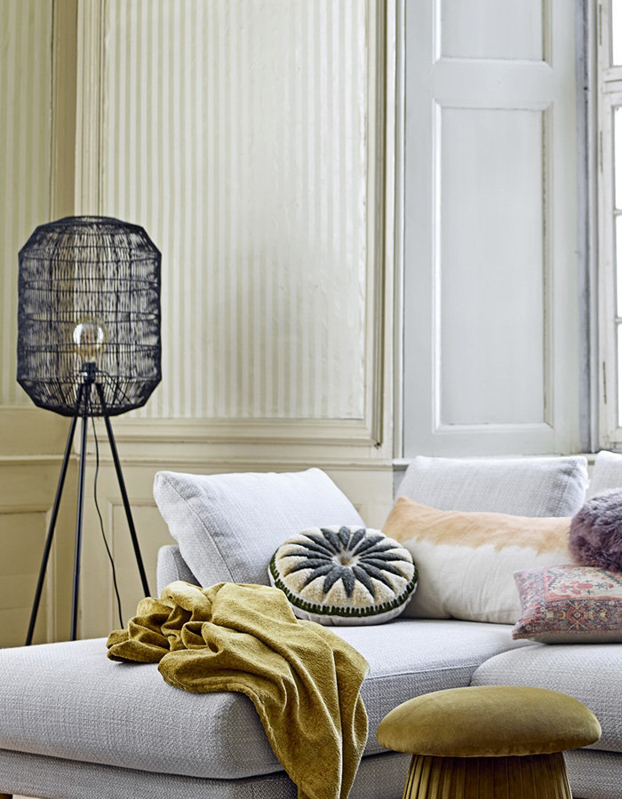 Floor Lamp Black Metal / Paper