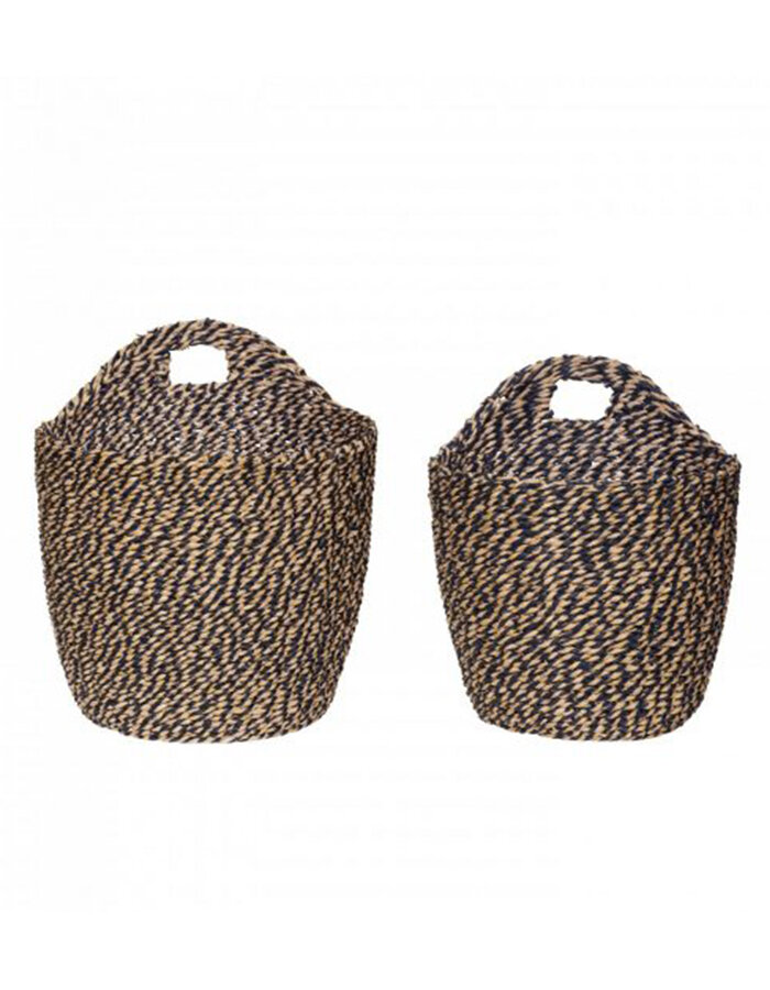 Basket woven paper cord black/pink