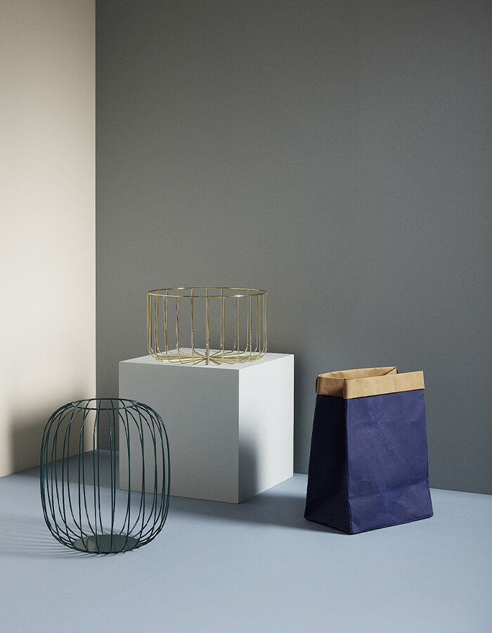 Laundry basket blue/beige