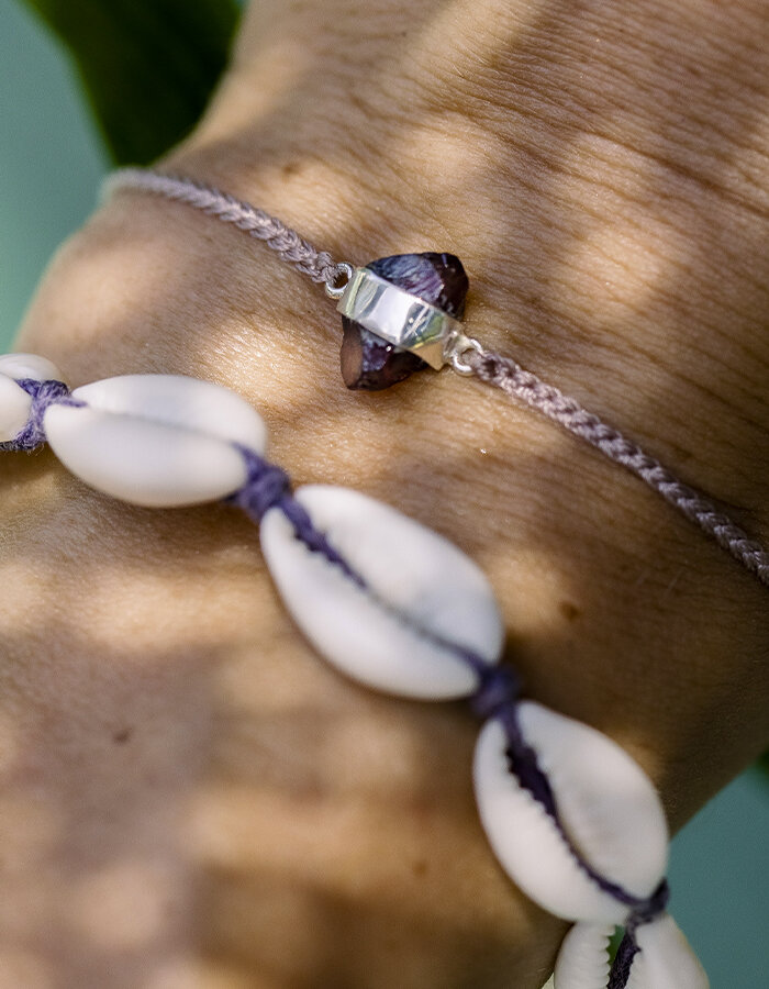 Náramek rough garnet crystal dusty pink/silver