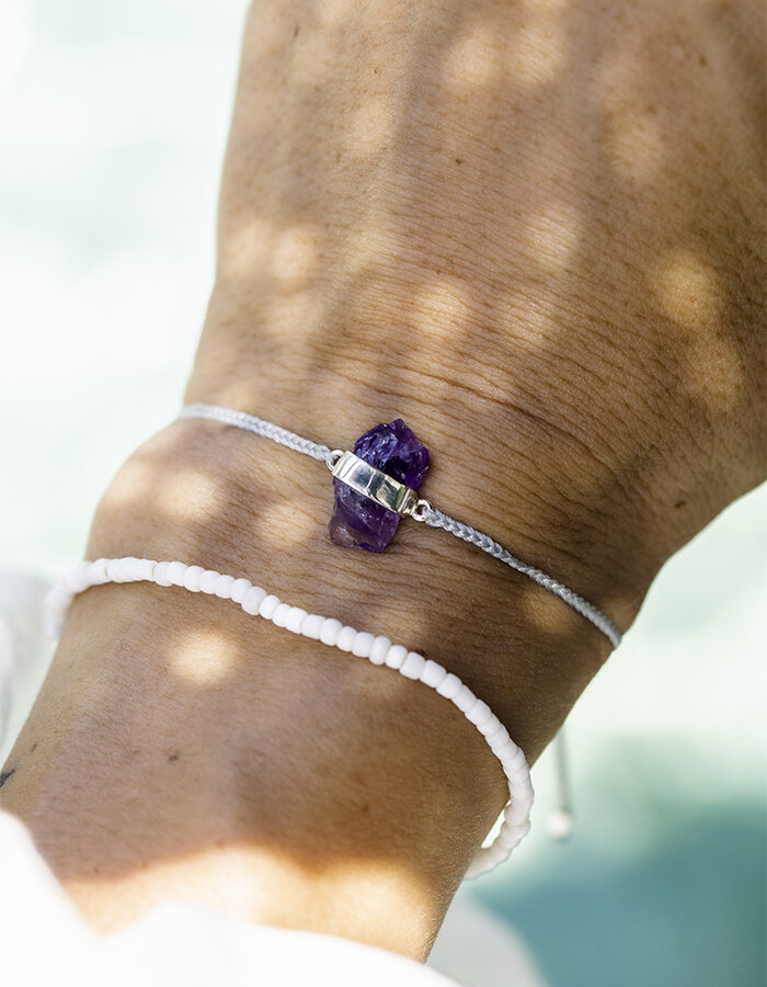 Náramek ametyst crystal grey/silver