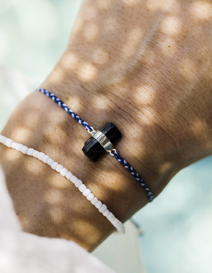 Náramek black tourmaline blue/silver