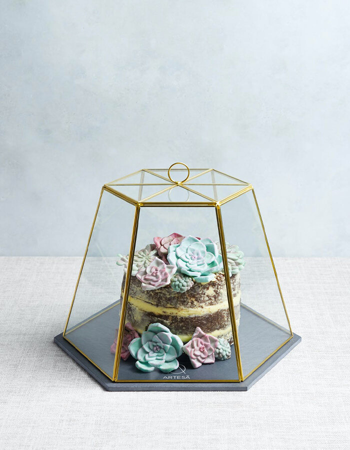 Artesà Glass Serving Cloche with Slate Base