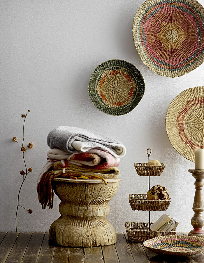 Wall Basket Multi-color Jute Ø60 cm