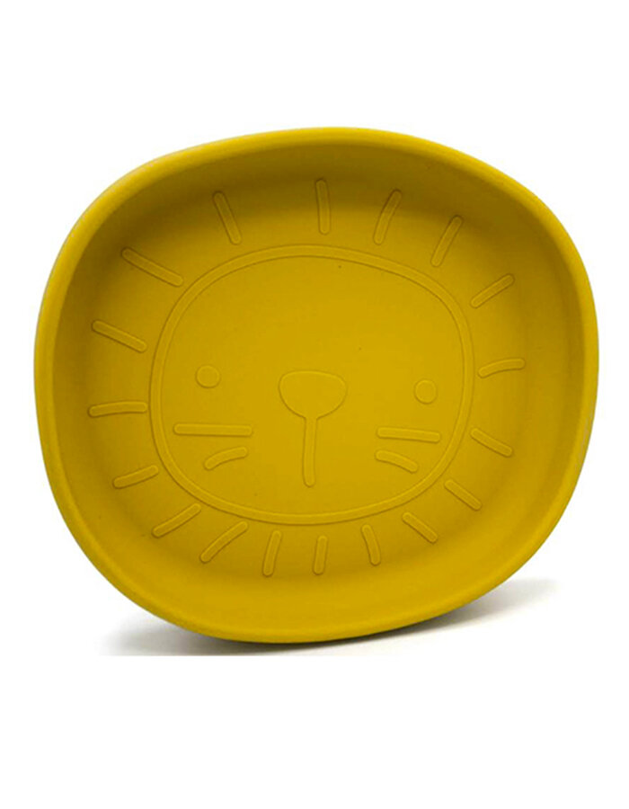 Dětský silikonový talířek Lev Mustard