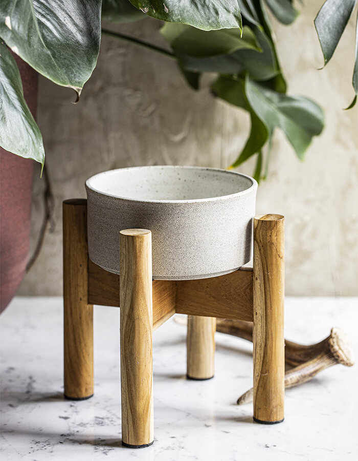 Ceramic bowl for teak stand Medium Single / Natural