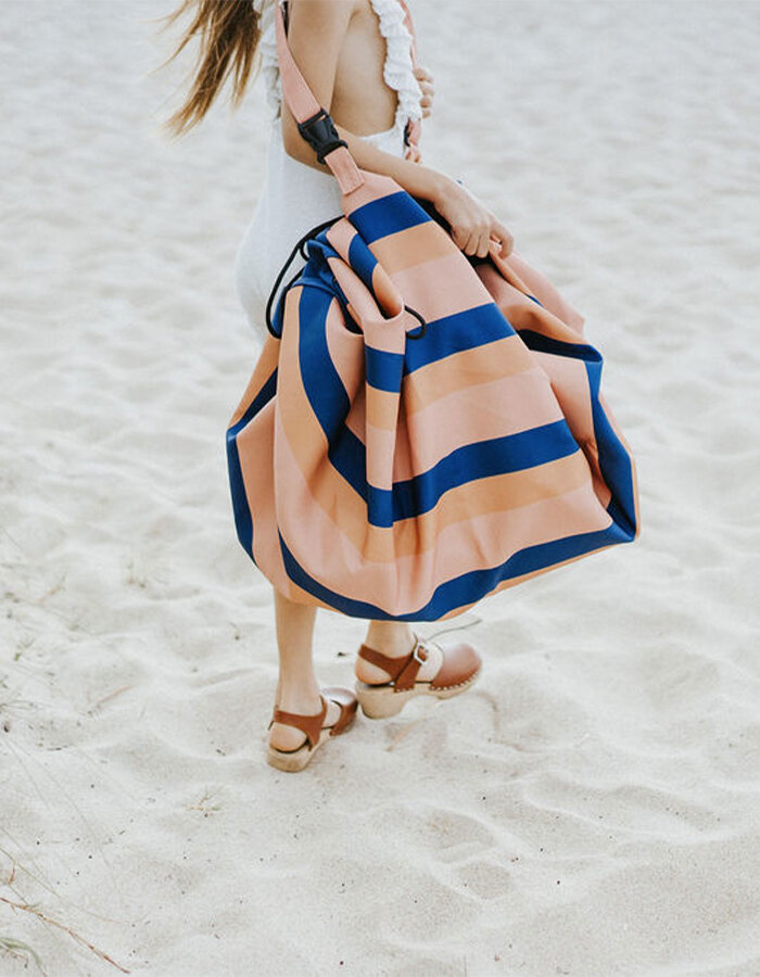 Outdoor beach storage bag Mokka stripes