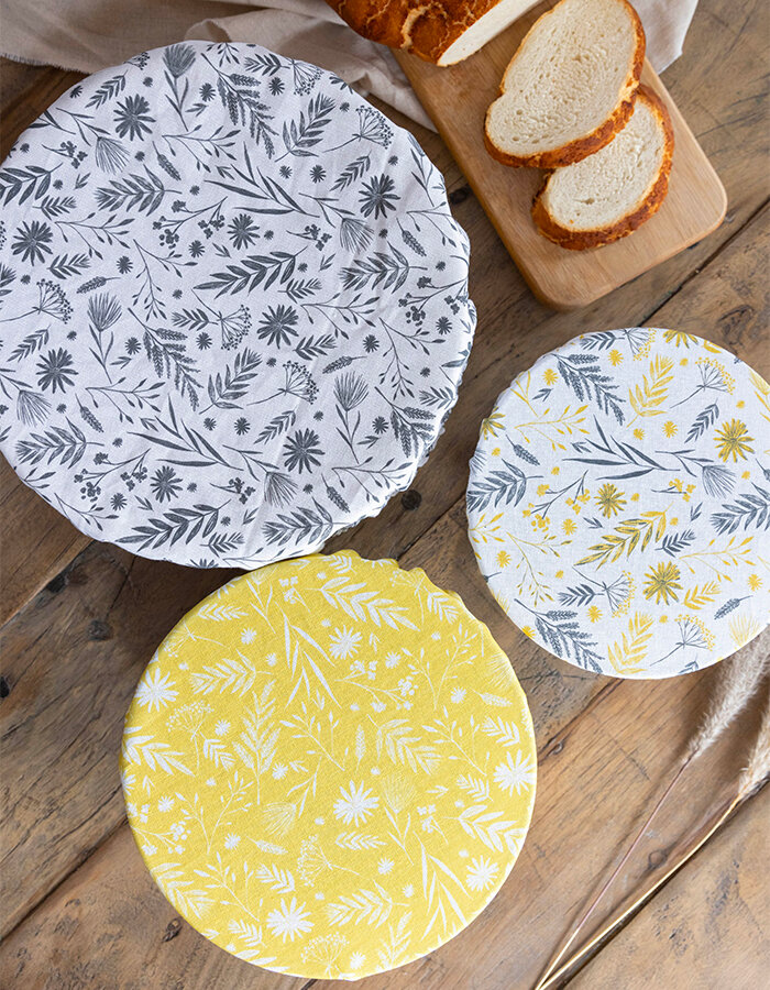 These natural organic cotton bowl covers from Natural Elements remove the need for plastic or foil. They keep food fresh