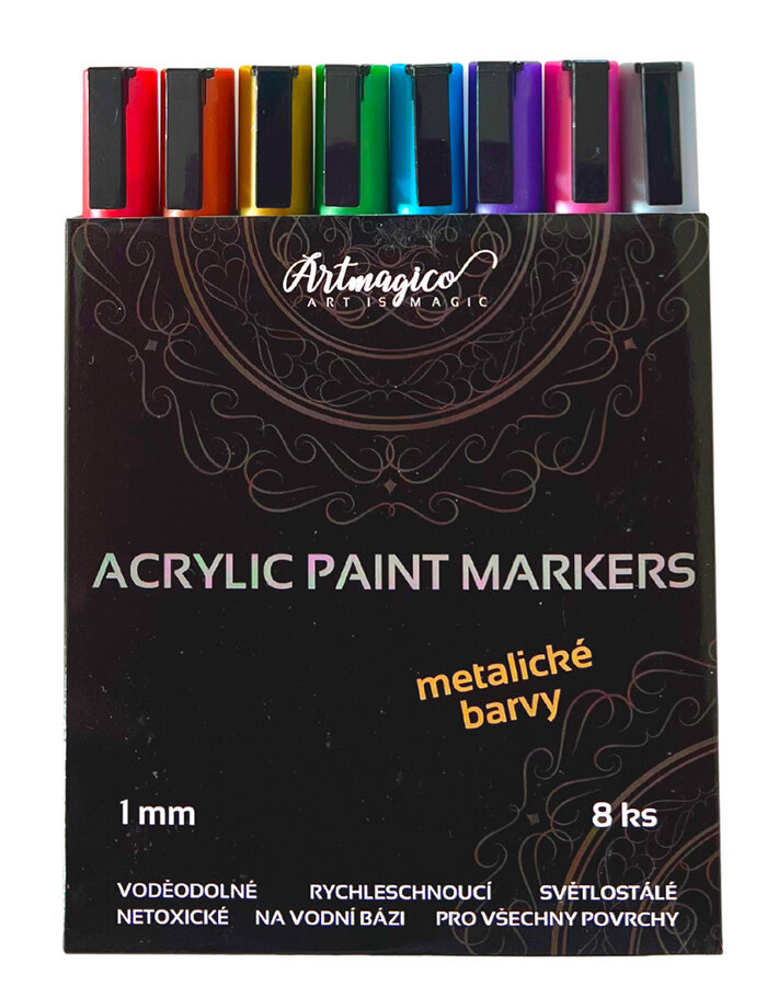 Acrylic markers with fine tip - Metallic