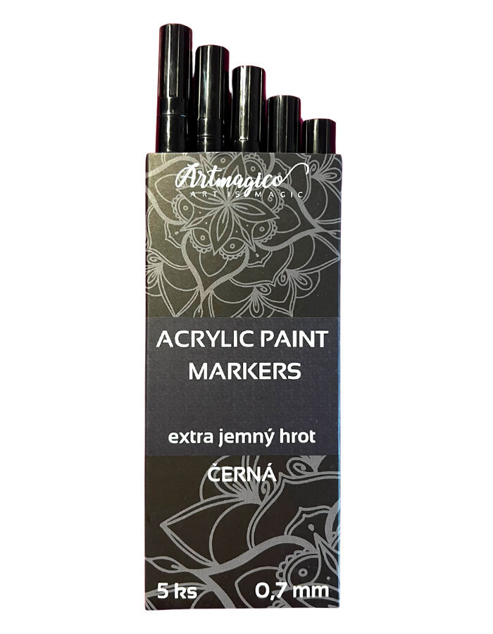 Acrylic marker black 0.7 mm - 5 pcs