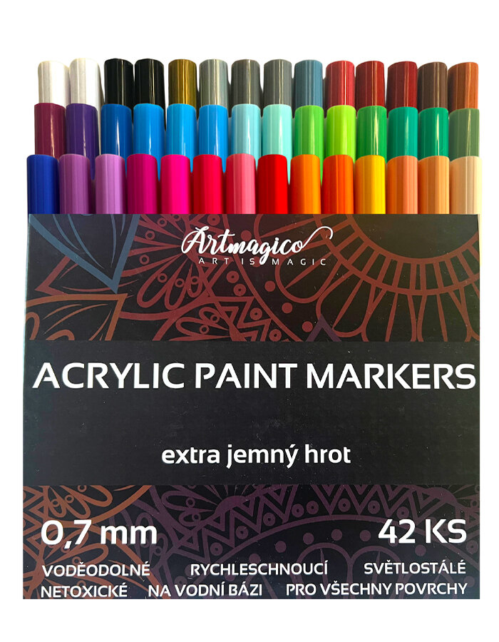 Sada akrylových popisovačů s extra tenkým hrotem 42 ks