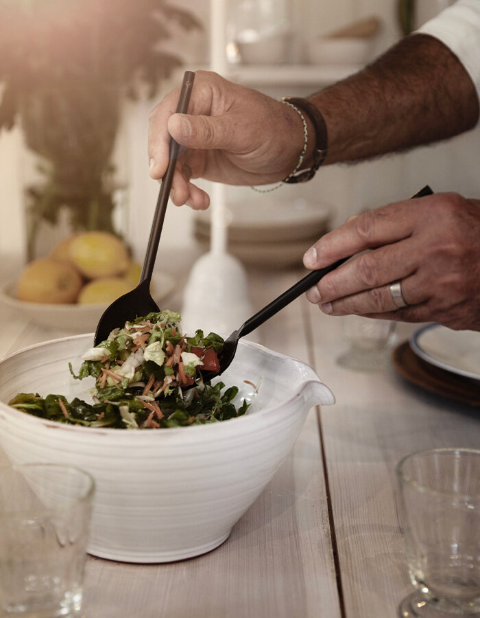Fork and spoon for salad  Metal Black