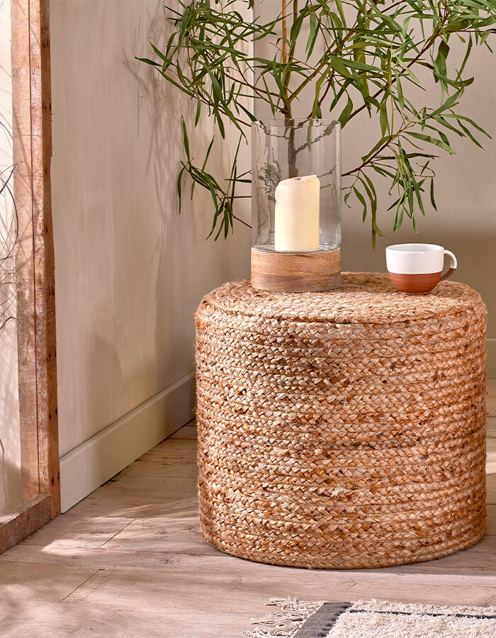 Ondal Round Braided Hemp Pouf