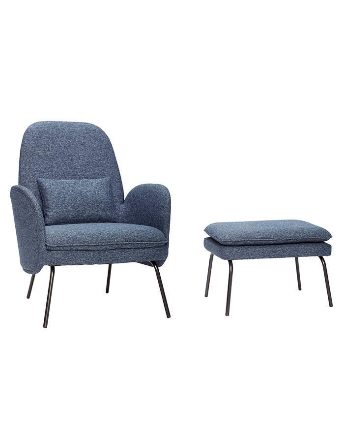 Blues Armchair/Footstool Dark blue