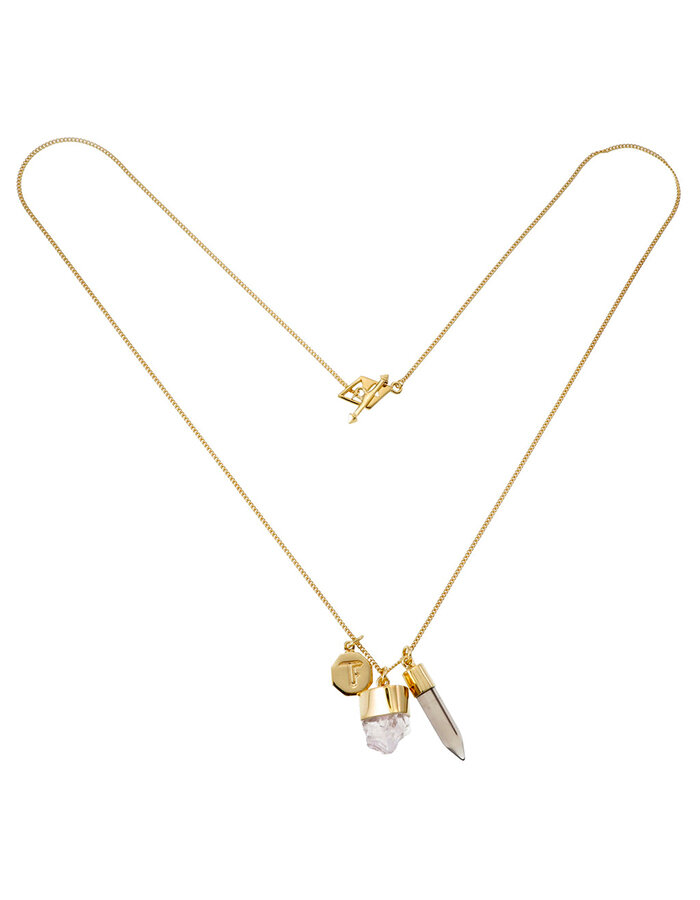 Náhrdelník Super Power Charm Rose with Smoky Quartz Gold
