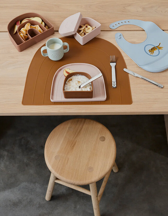 Rainbow Plate & Bowl Caramel / Lavender