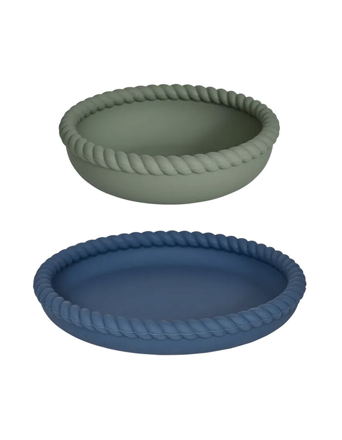 Mellow Plate & Bowl Blue / Olive