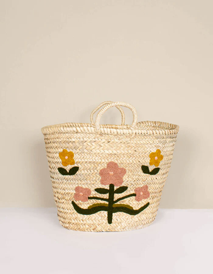 Hand Embroidered Market Basket Posy