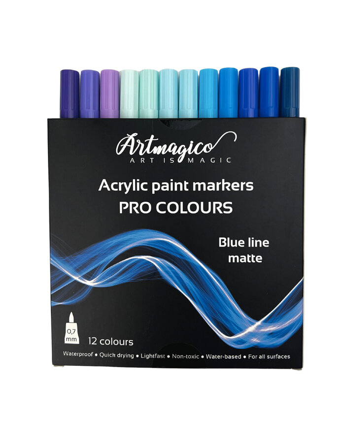 Sada akrylových popisovačů Pro Line Blue 12 ks
