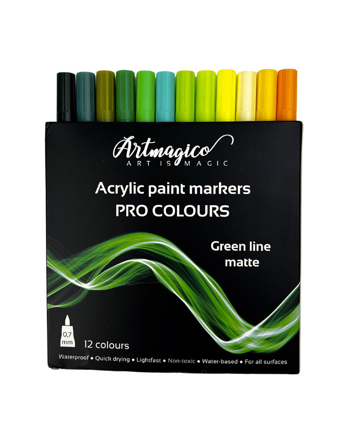 Set of acrylic markers in blue shades 12 pcs
