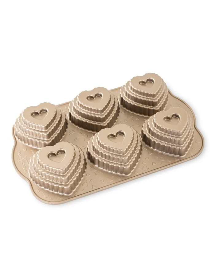 Cake Pan 6 Mini Heart Caramel