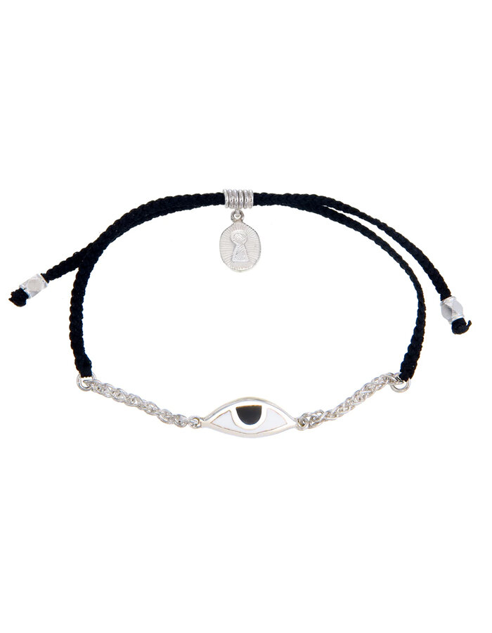 Náramek eye protection Chain & Cord black silver