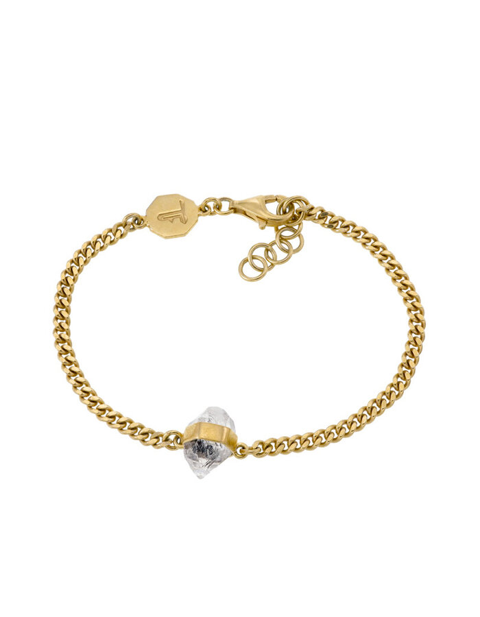 Bracelet Rough Gem Chain Diamond Quartz Gold