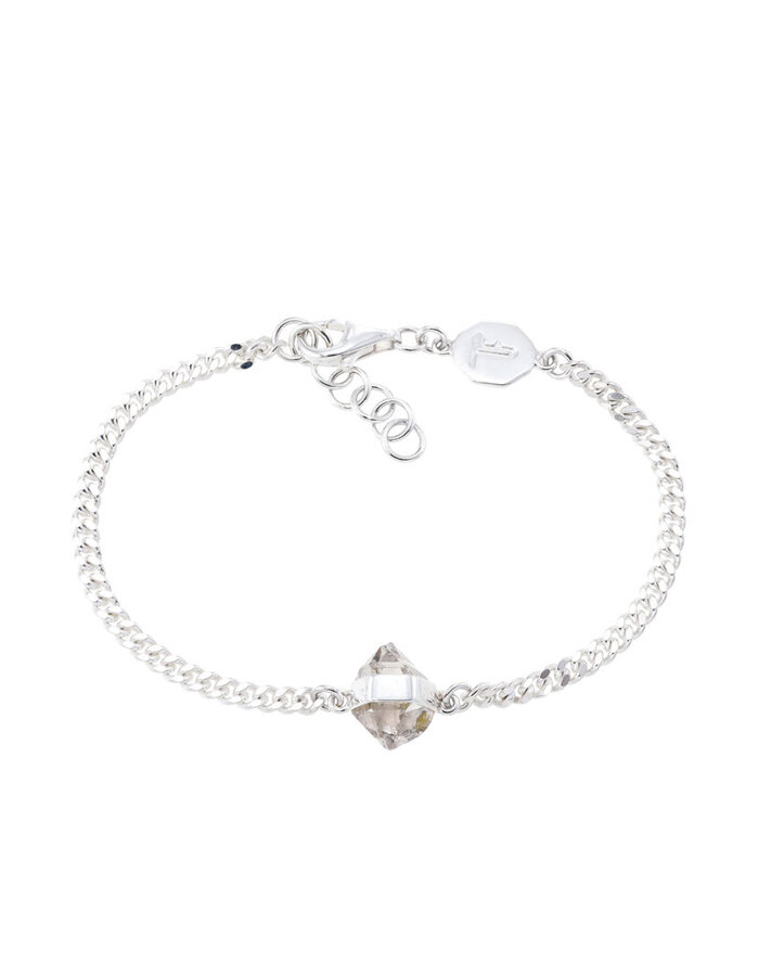 Bracelet Rough Gem Chain Diamond Quartz Silver