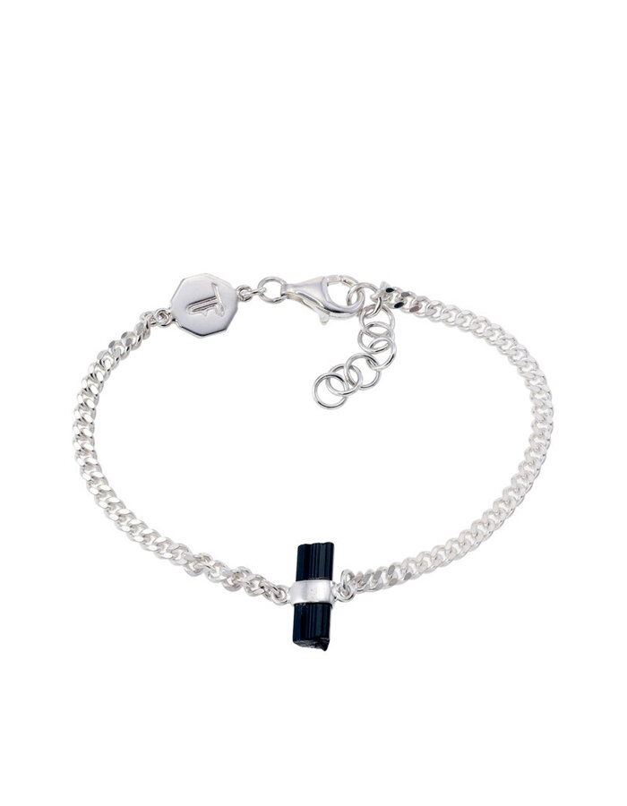 Řetízkový náramek Rough Gem Chain Black Tourmaline Silver