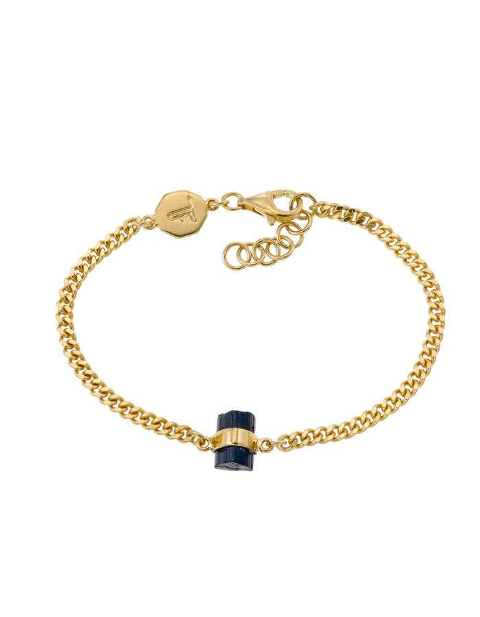 Bracelet Rough Gem Chain Black Tourmaline Gold