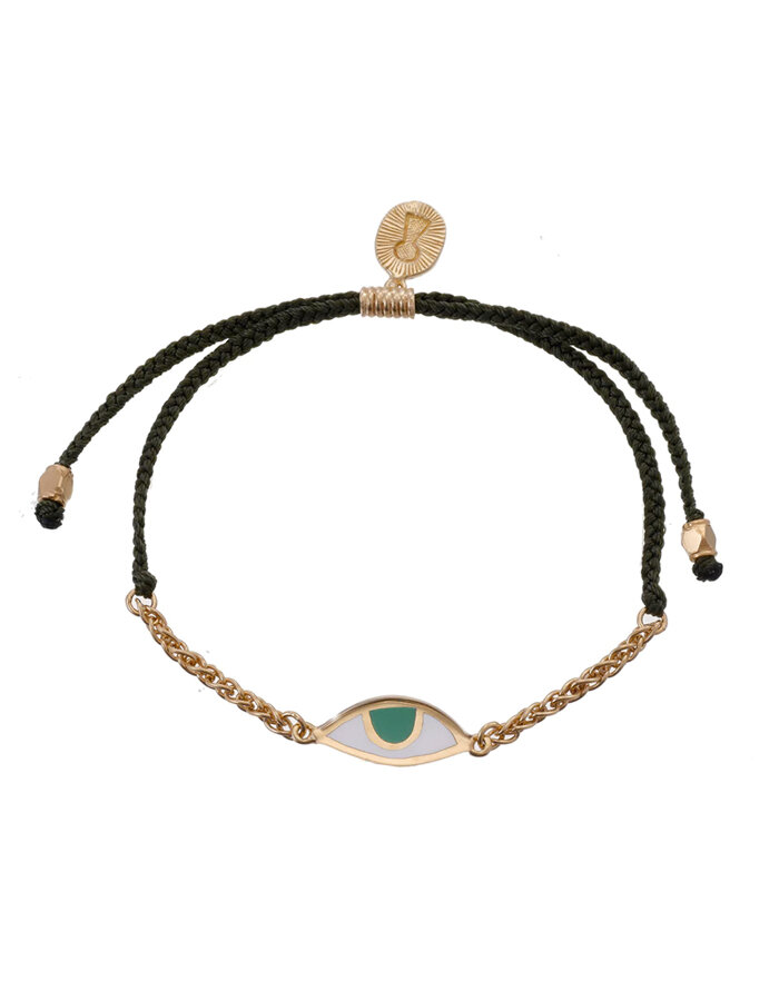 Náramek eye protection Chain & Cord olive green gold