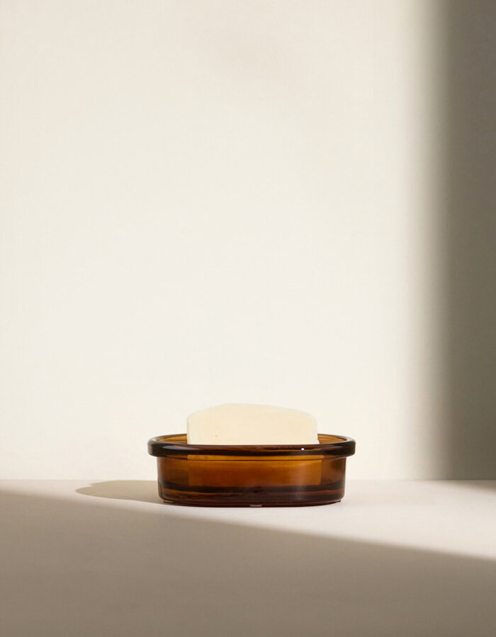Amber Glass Soap Dish