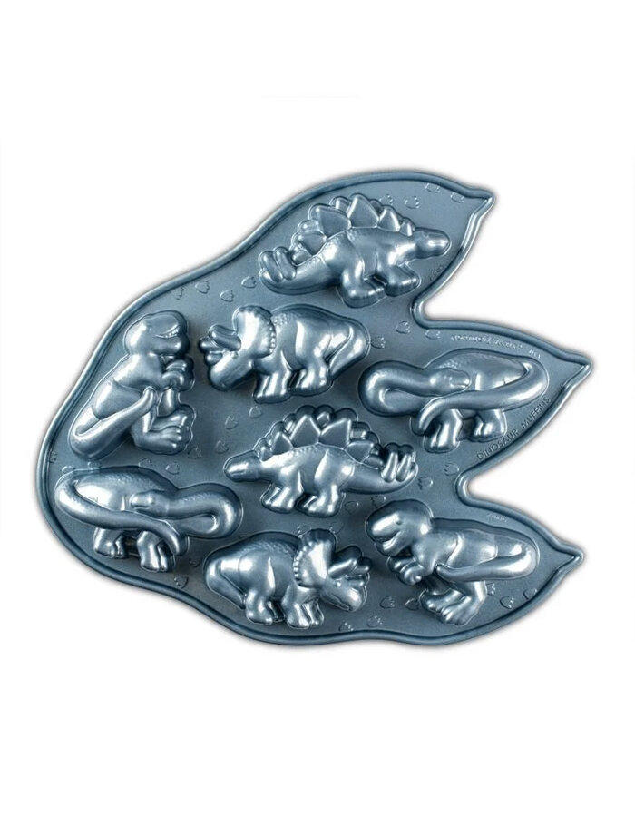 Mold for 8 mini cupcakes Dinosaurs blue