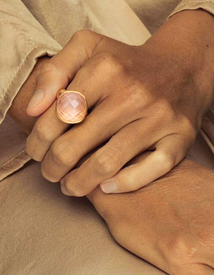 Prsten Om Namah Shivaya Rose Quartz 07