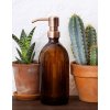 Skleněný dávkovač s bronzovou nerezovou pumpičkou Amber 500 ml
