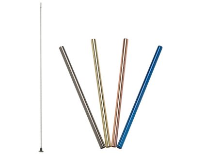 Lurch - Trendy nerezová brčka 00240990 -18 cm barevná (4 ks+ kartáček)